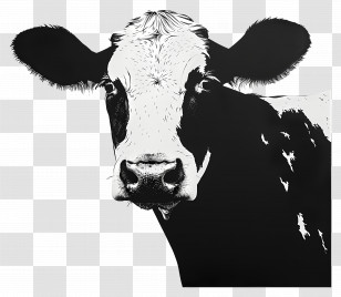 Cow - Black And White Cow Illustration Transparent PNG