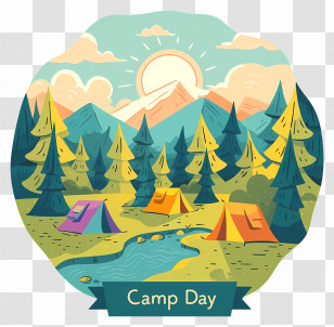 National Camp Day - Camp Day Illustration With Tents And Forest Transparent PNG
