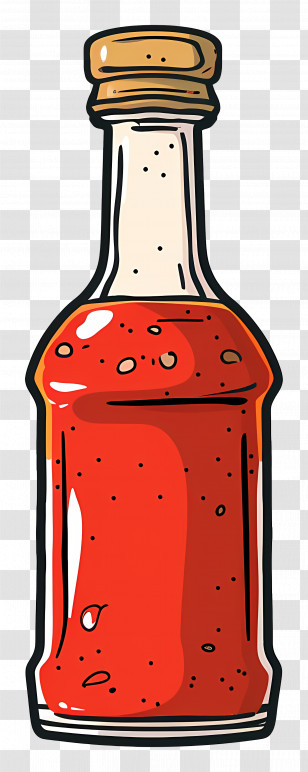 Chili Sauce - Illustration Of Red Sauce Glass Bottle Transparent PNG