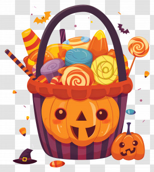 Halloween Basket - Pumpkin Candy Bucket For Halloween Treats Transparent PNG