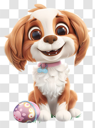 Easter Pet - Smiling Cartoon Puppy With Easter Egg Transparent PNG