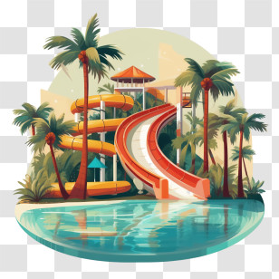Water Park - Tropical Water Slide In Scenic Resort Transparent PNG