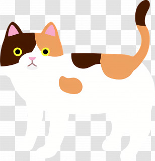 Cartoon Cat - Calico Cat Illustration With Whimsical Style Transparent PNG
