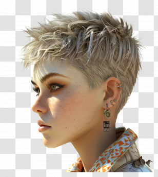 Edgy Super Short Pixie Cut - Short Haired Person In Profile View Transparent PNG