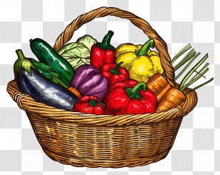 Basket Of Vegetables - Basket Of Organically Grown Vegetables Transparent PNG