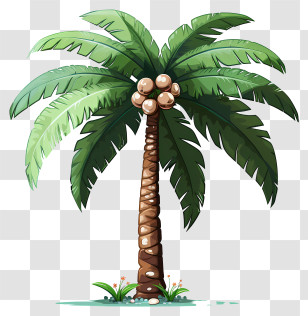 Realistic Style Coconut Tree - Tropical Coconut Palm Tree Illustration Transparent PNG