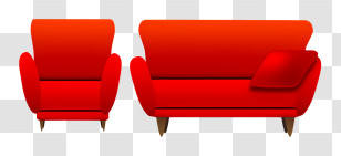 Cartoon - Red Sofa And Armchair Set Illustration Transparent PNG