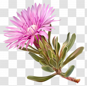 Ice Plant Flower - Realistic Pink Succulent Flower Artwork Transparent PNG