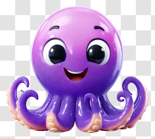Octopus - Cute Purple Octopus Cartoon Transparent PNG