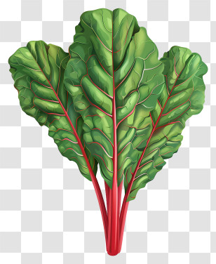 Chard - Green And Red Swiss Chard Leaves Detailed Illustration Transparent PNG