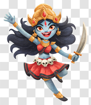 Kali - Dancing Blue Warrior Girl Transparent PNG