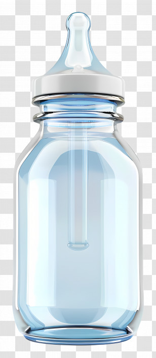 Baby Bottle - Transparent Baby Feeding Bottle With Blue Tint Transparent PNG