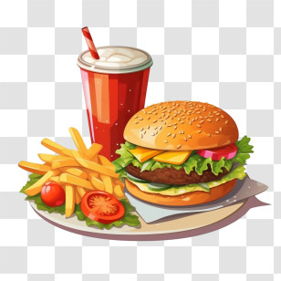 French Fries
 - Classic Burger And Fries With Soda Transparent PNG