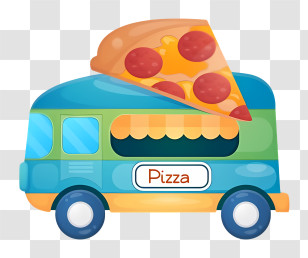 Pizza Delivery - Cartoon Pizza Food Truck Illustration Transparent PNG
