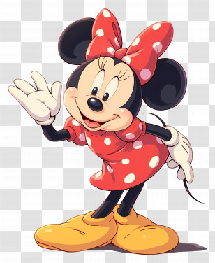 Minnie Mouse - Cartoon Mouse Waving In Red Dress Transparent PNG