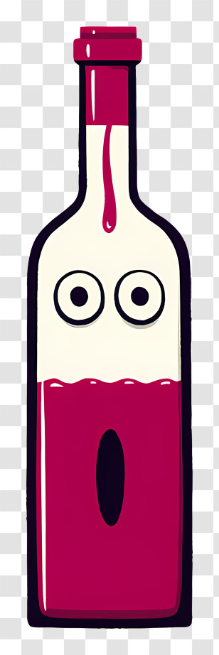 Open Wine Bottle - Wine Bottle With Face Illustration Transparent PNG
