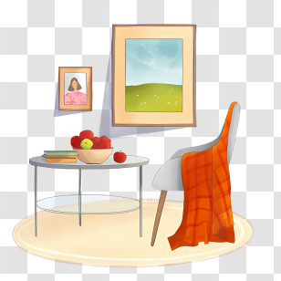 Background - Cozy Living Room With Chair And Table Transparent PNG