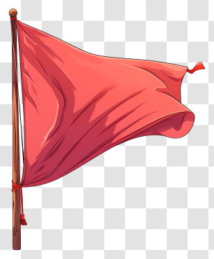 Sketch Style Red Flag - Symbolic Red Flag With Pole Transparent PNG