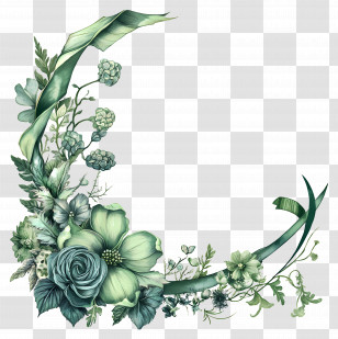 Green - Floral Corner Design Transparent PNG