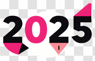 2025 Year - Modern 2025 Design In Geometric Typography Transparent PNG