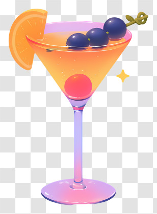 Cute Martini - Orange Cocktail With Berries Transparent PNG