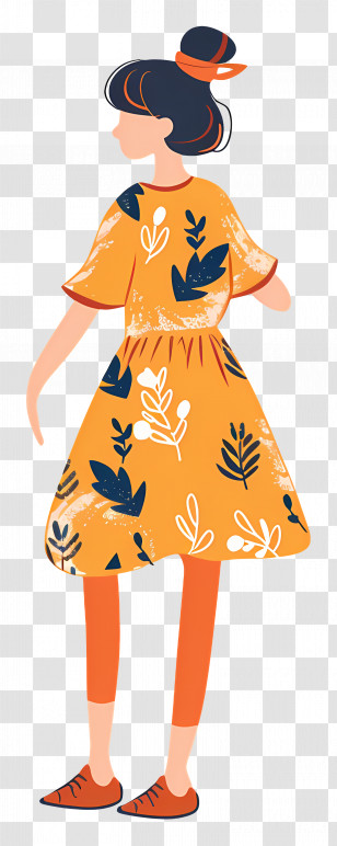 Beautiful Woman - Stylish Woman In Orange Dress Transparent PNG
