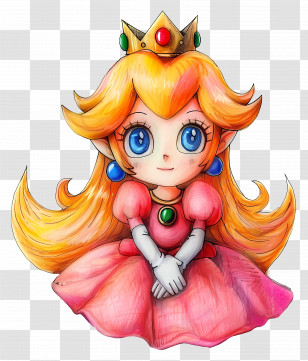 Princess Peach - Princess Cartoon Character In Fantasy Illustration Transparent PNG