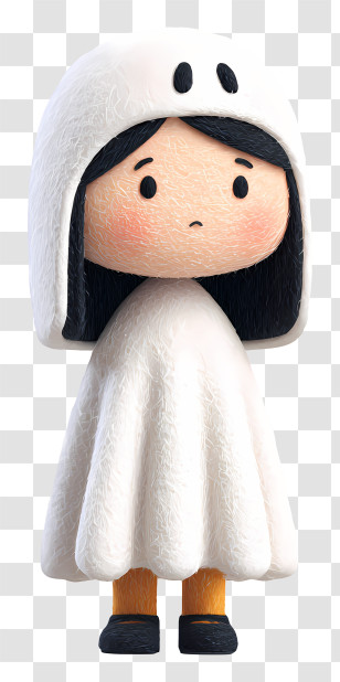 Girl Wearing Ghost Costume - Cute Ghost Character In Cartoon Style Transparent PNG