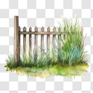 Wooden Garden Fence - Wooden Fence With Grass Illustration Transparent PNG