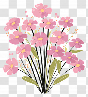 Pink Wildflower Bouquet - Pink Flowers Bouquet Transparent PNG