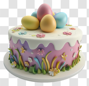 Easter Day Cake - Easter Egg Cake With Spring Design Transparent PNG