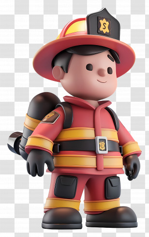 3d Cartoon Firefighter - Cartoon Firefighter In Protective Gear Transparent PNG