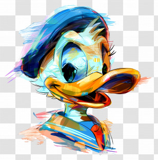 Donald Duck Head - Colorful Portrait Of Cartoon Duck Transparent PNG
