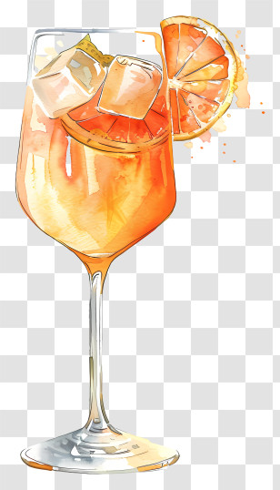 Hugo Spritz Drink - Orange Cocktail Glass Illustration Transparent PNG
