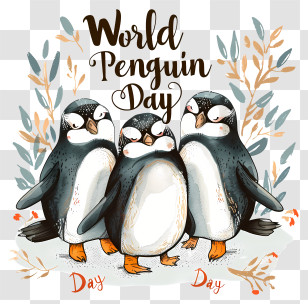 World Penguin Day - Penguins Celebrating World Penguin Day Transparent PNG