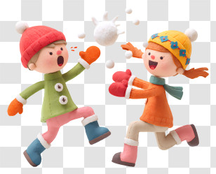 Children Playing Snowball Fight - Children Having A Snowball Fight Transparent PNG