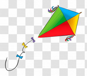 Kites In Sky - Colorful Kite With String Transparent PNG