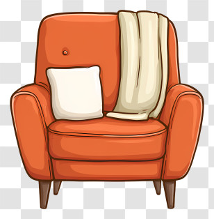 Retro Armchair - Orange Armchair Transparent PNG