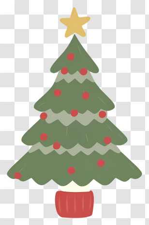 Christmas Tree - Decorated Christmas Tree With Star Transparent PNG