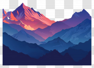 Mountains Silhouette - Majestic Sunset Mountain Landscape Transparent PNG