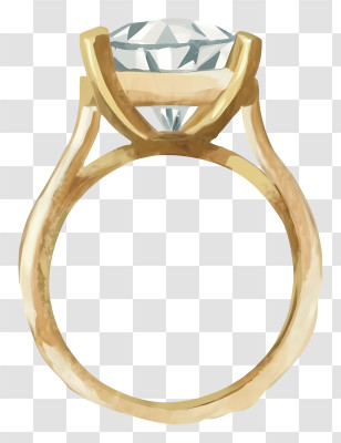 Cartoon - Elegant Golden Diamond Ring Design Transparent PNG
