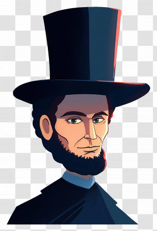 Abraham Lincoln - Character With Top Hat Illustration Transparent PNG