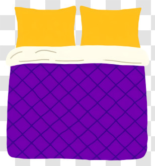 Bed Top View - Purple Bed With Yellow Pillows Transparent PNG