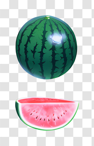 Fruit - Watermelon Whole And Sliced Illustration Transparent PNG