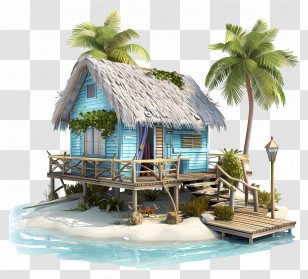 Beach Bungalow - Tropical Beach House On An Island Transparent PNG