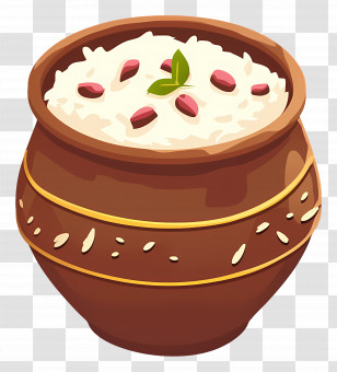 Kheer - Illustration Of Rice Pudding In Decorative Clay Pot Transparent PNG