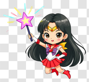 Sailor Moon Girl - Magic Wand Chibi Girl Transparent PNG