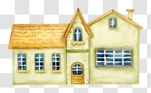 House - Cute Watercolor House Illustration Transparent PNG