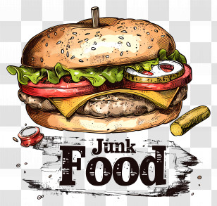 National Junk Food Day - Delicious Junk Food Burger Transparent PNG