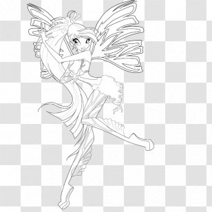 Bloom Stella Flora Colouring Pages Tecna - Black And White - Friends Coloring Transparent PNG